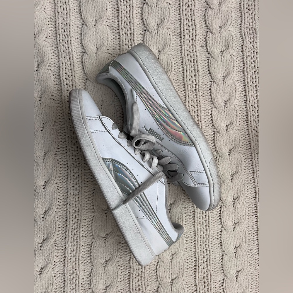 Puma White Sneakers with Holographic Accents